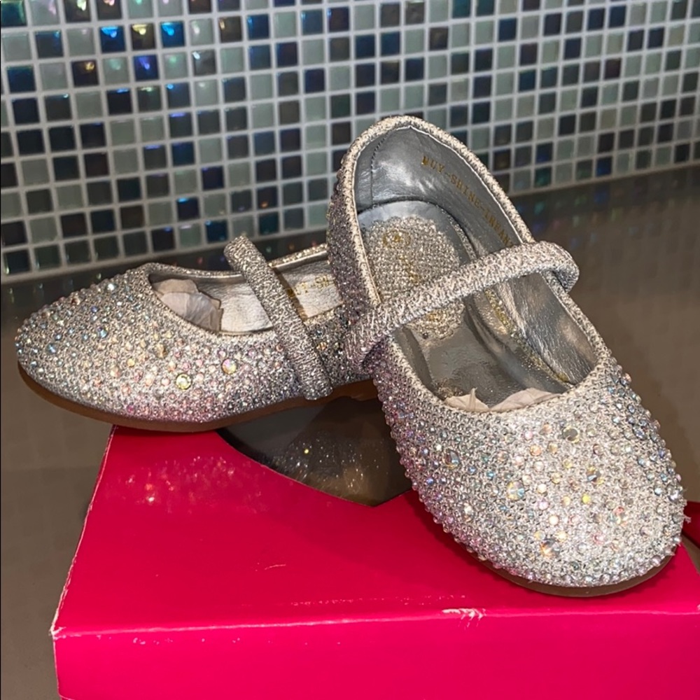 Silver rhinestone sparkle Mary Janes wedding shoe